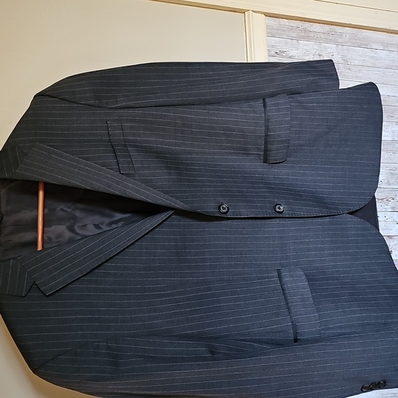 H4🔹️Ralph Lauren Charcoal Slim Pinstripe Suit Jacket - Picture 1 of 6